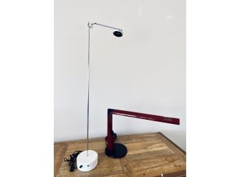 Red 1979 Halogen Table Lamp '' Abele'' From Luci , Italia And ModernWhite/chrome Standing Lamp - No Label