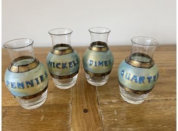 Collection Of Hand Painted Glass Change Jars