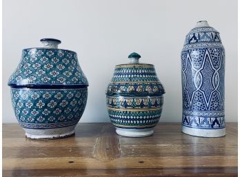 Collection Of 3 Turkish Painted Ceramic Pieces