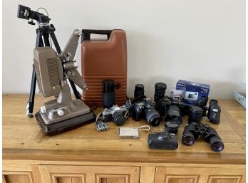 Collection Of Cameras, Lenses And Binoculars