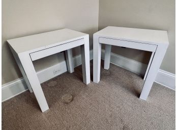 Pair Of Modern White Nightstands