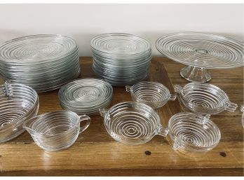 Large Collection Of Vintage Clear Glass Dinnerware