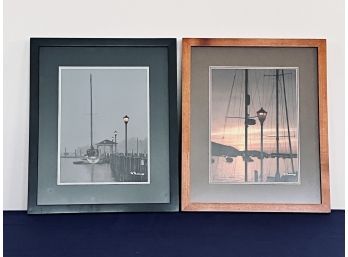 Pair Of Framed Signed Photographs - Marina Scene - R. Padlesuoy