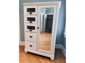 Lexington Cream Distressed Painted Linen Storage/wardrobe  - 5 Drawers, 1 Door With Mirror