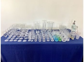 Collection Of Wine Glasses, Cordials, Vases