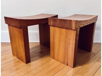 Pair Of Asian Foot Stools - Maple - Dovetailed