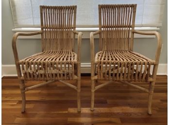 Pair Of Natural Bent Bamboo Armchairs