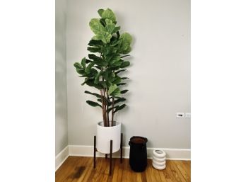 CB2 Ceramic White Vase CB2 Ceramic Black Vase And Faux Fiddle Leaf Fig Tree In White Ceramic Put On Stand