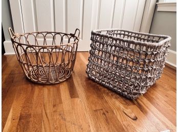 Pair Of Large Rattan Baskets