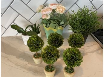 Collection Of Small Faux Flowers And Greenery