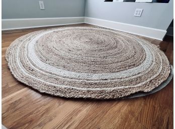 Pair Of Round Jute Area Rugs - Natura - Style TADRO4A - Cream And Sand