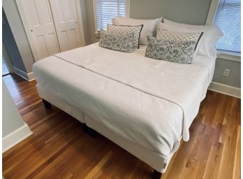 KING Bed - Mattress On IKEA Platform With Linens