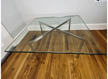 Mies Van Der Rohe Barcelona Coffee Table - Glass On Chrome X Base