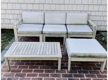 Patio Sofa With 3 Cushions With Coffee Table