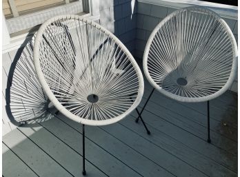 Pair Of Modern White And Black Outdoor Patio Chairs