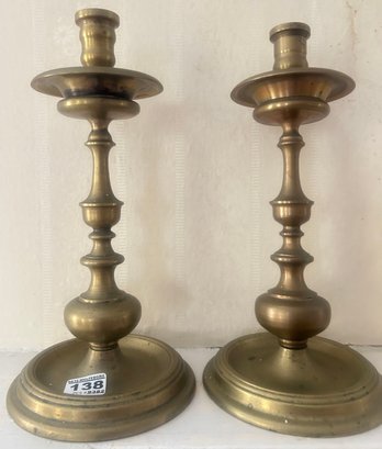 Antique Pair Of Brass Candlesticks, Extremely Heavy & Gorgeous