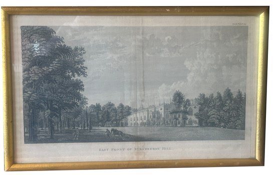 1784 Framed Etching Of East Front Of Strawberry Hill By Paul Sandby (1731-1809), 14.5' X 9'H