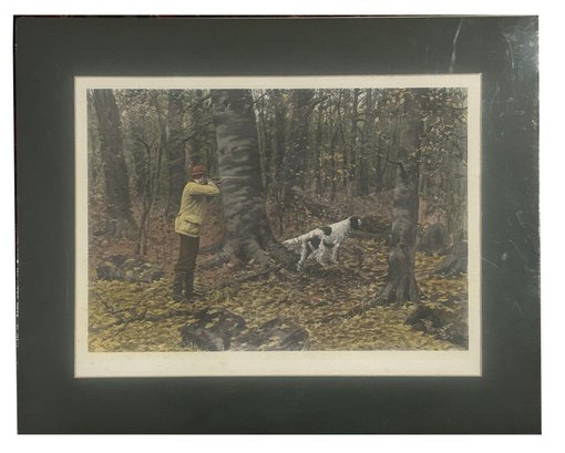A.B. Frost Print Of Hunting Scene, Matted And Sealed In Plastic, Ready For Framing, 20' X 16'H