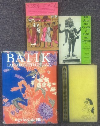 4 Pcs Book Lot-Full Color Plates Of Batik Designs, Missionary, Bali, History & Traditions, Largest 9.5' X 12'H
