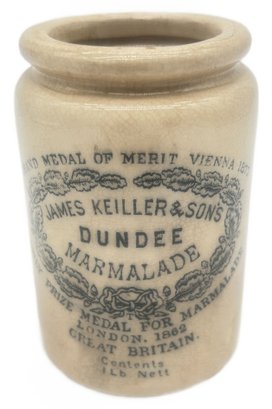 Antique James Keiller & Sons Dundee Marmalade Stoneware Jar, 3.25' Diam. X 5'H