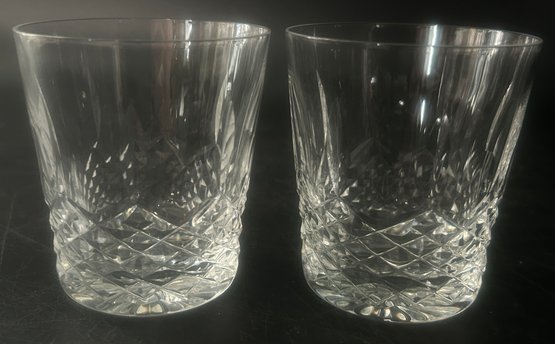 2 Pcs Vintage Waterford Lead Crystal 'MARQUIS' Single Rocks Glasses, 3-1/8' Diam. X 3.5'H