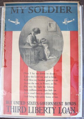 1918 World War One Poster - 'my Soldier' Artist H.H. Green - 28' X 42' - 'Third Liberty Loan'