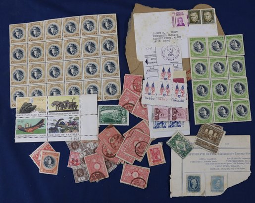 Group Of United States And Foreign Stamps Plus Two Confederate Stamps