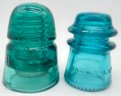 6 Pcs Vintage Glass & Ceramic Telephone Pole Insulators, 2-Blue Glass, 2-White Ceramic & 2 Brown Ceramic