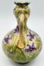 Spectacular Antique Double Handle Vase With Hand Painted Pansies, 5' Diam. X 7.5'H