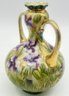 Spectacular Antique Double Handle Vase With Hand Painted Pansies, 5' Diam. X 7.5'H
