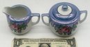 Vintage Pair Japanese Luster Creamer And Covered Sugar, 3'H