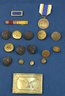Military Lot - Brass Belt Buckle - Buttons - Ribbons