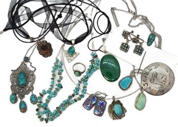 Southwest Mix - Sterling, Turquois, Vintage Stones, Peruvian Silver, Boulder Opal, As Found