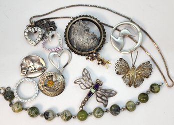 51 Grams Of .925 Sterling Jewelry Including Scottish, Vintage Laced Pins, Inlaid Southwestern & More