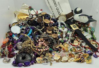 Huge Mixed Fashion Jewelry Incl Gemstones, Sterling, Even Trafari, MCM 80s/90s /- Olympic Ad Pins