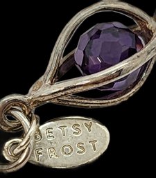 .925 Betsy Frost Jewelry Artist Caged Stone Sterling Bracelet
