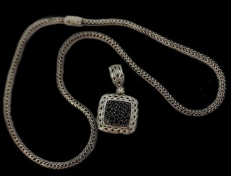 Authentic John Hardy Genuine Black Diamond (Tested) Pendant And 18' Sterling Necklace
