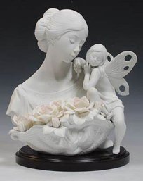 Large Lladro Porcelain Ltd Ed  'Beauty In Bloom', 01016854, With Oval Wood Plinth, In Original Packaging, 16'H