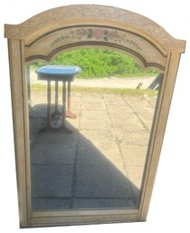 Vintage Bavarian Style Painted Mirror With Curved Crown, 28' X 37'H