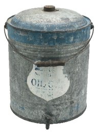 Vintage Galvanized Columbia Brand Oil Storage Can With Spigot