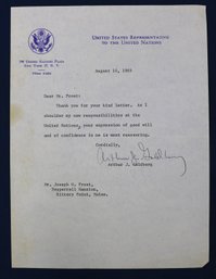 1965 Signed Letter From Arthur J. Goldberg  US Representative To The United Nations To Joseph Frost