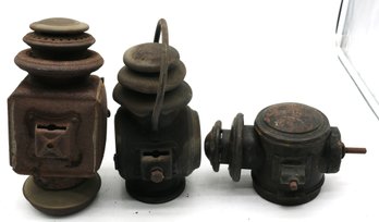 Lot Of Three Antique Kerosene Lamps