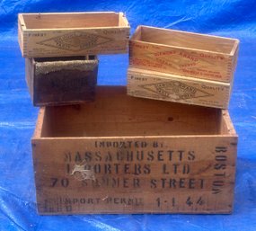 5 Pcs Vintage Wooden Crates, Largest 19.5' X 12' X 9'