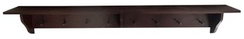 Long Vintage Country Primitive Ox Blood Red 8-Peg Wall Coat Or Hat Rack With Upper Shelf, 71' X 7' X 9'H