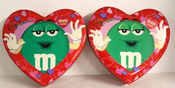 Two - M&M Green Candy Holders - Padded Tops - No Candy