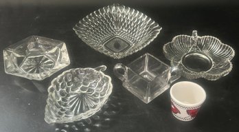6 Pcs Mostly Clear Pressed Glass