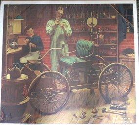 Large Print Of A Norman Rockwell Image Of An Early Motorized Buckboard - 27' X 29.5'
