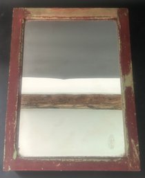 Vintage Bathroom Hanging Mirrored  Medicine Cabinet In Red Over Green Paint, 11.75' X 3.75' X 16'H - Barn Find