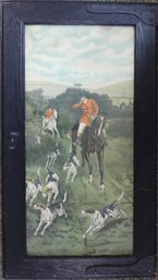 Framed Hunting Print - Wood Frame Made To Resemble Cabinet Door - Frame: 32' X 18'