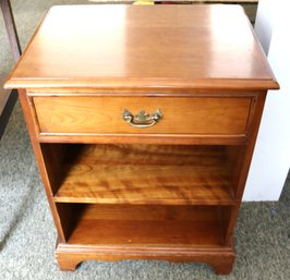 L. & J. G. Stickley Night Stand In Cherry With Drawer & Custom Glass Top - 22' W X 16' D X 28'H